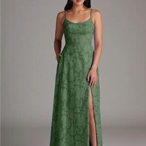 Azazie Green Floral Maxi Dress